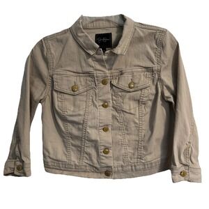 Jessica Simpson Denim Jacket Girls Size Small Tan Khaki Button Front Trucker